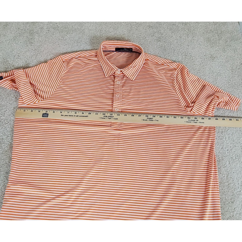 Ralph Lauren RLX Men's Polo Golf Shirt Size 2XL XXL Orange Striped Short Sleeve - Picture 4 of 12